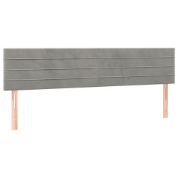 Zagłówek do łóżka z LED, jasnoszary, 200x5x78/88 cm, aksamit