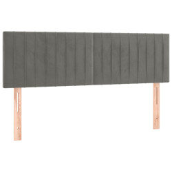 Zagłówek do łóżka z LED, jasnoszary, 144x5x78/88 cm, aksamit