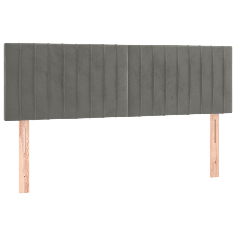 Zagłówek do łóżka z LED, jasnoszary, 144x5x78/88 cm, aksamit