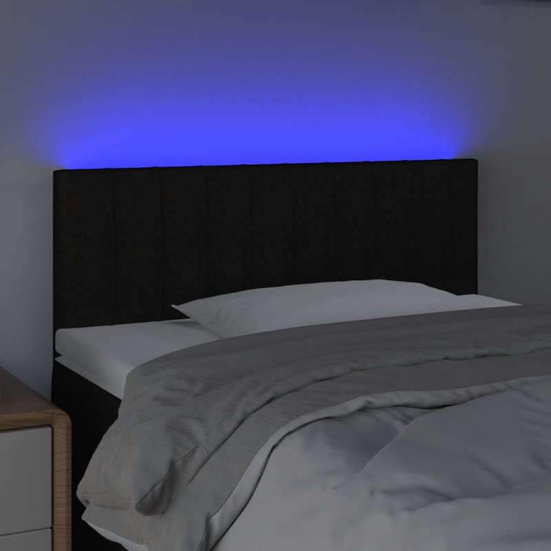 Zagłówek do łóżka z LED, czarny, 80x5x78/88 cm, tkanina
