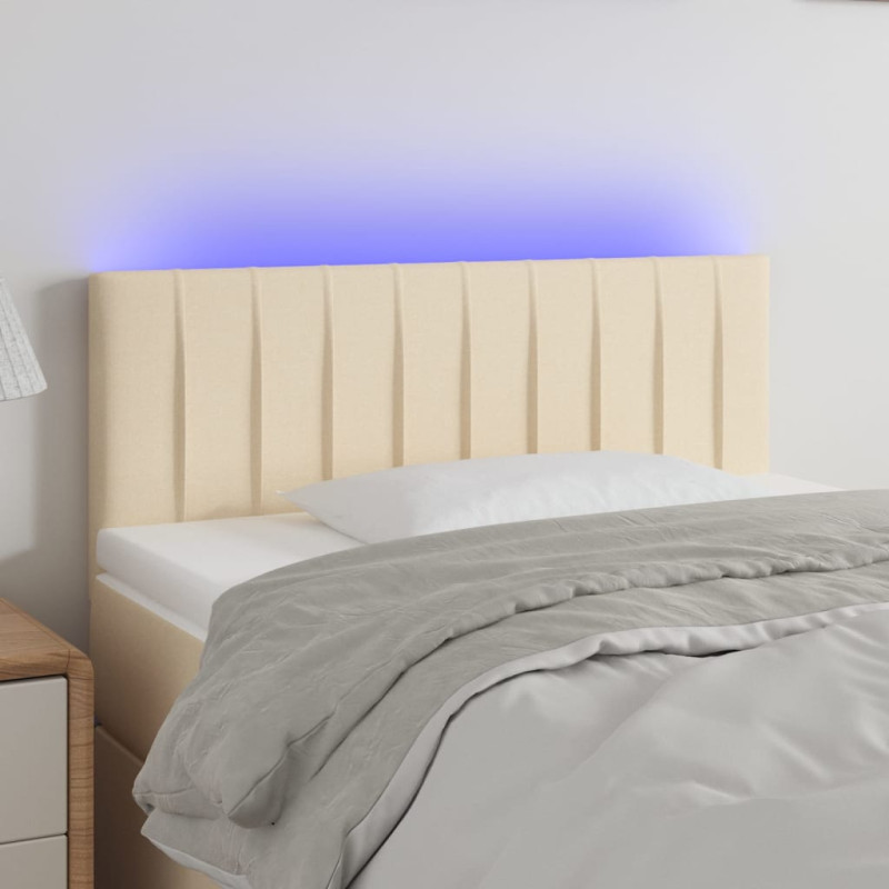 Zagłówek do łóżka z LED, kremowy, 100x5x78/88 cm, tkanina