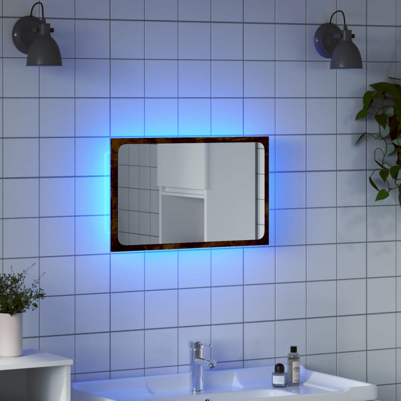 Lustro łazienkowe z LED, dąb sonoma, 60x8,5x38 cm