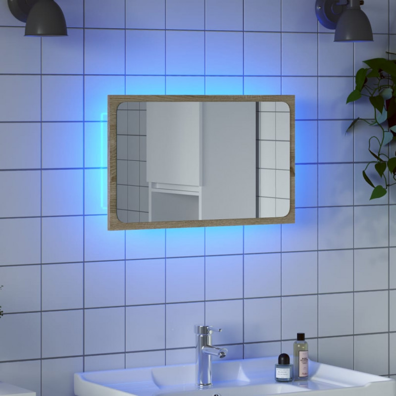 Lustro łazienkowe z LED, szarość betonu, 60x8,5x38 cm