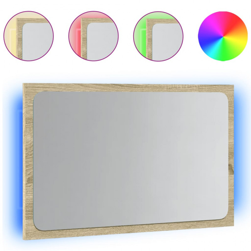 Lustro łazienkowe z LED, szarość betonu, 60x8,5x38 cm