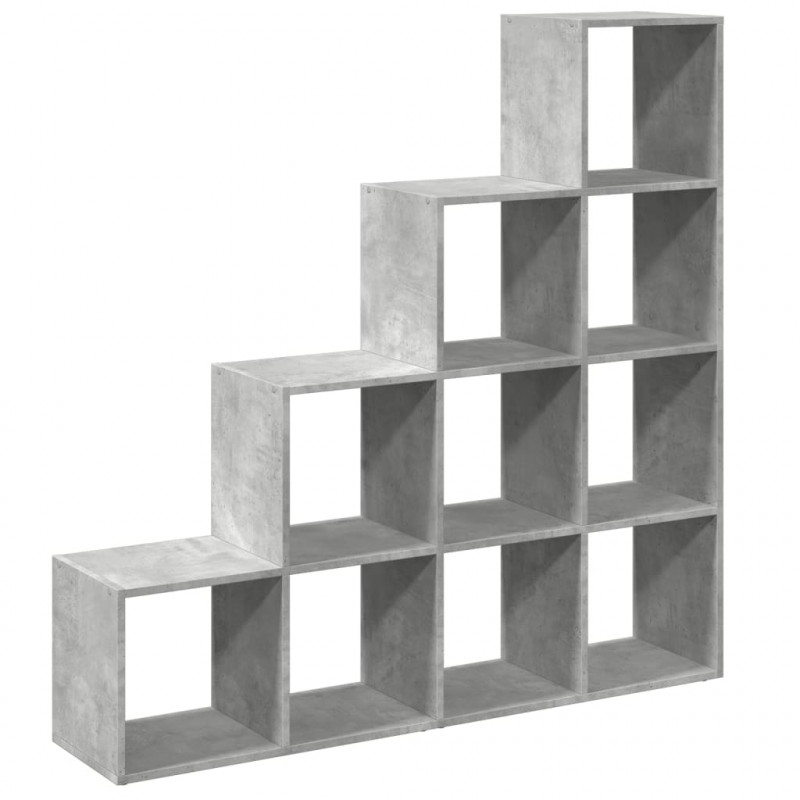 Regał przegroda, 4 poziomy, szarość betonu, 131,5x29x131,5 cm