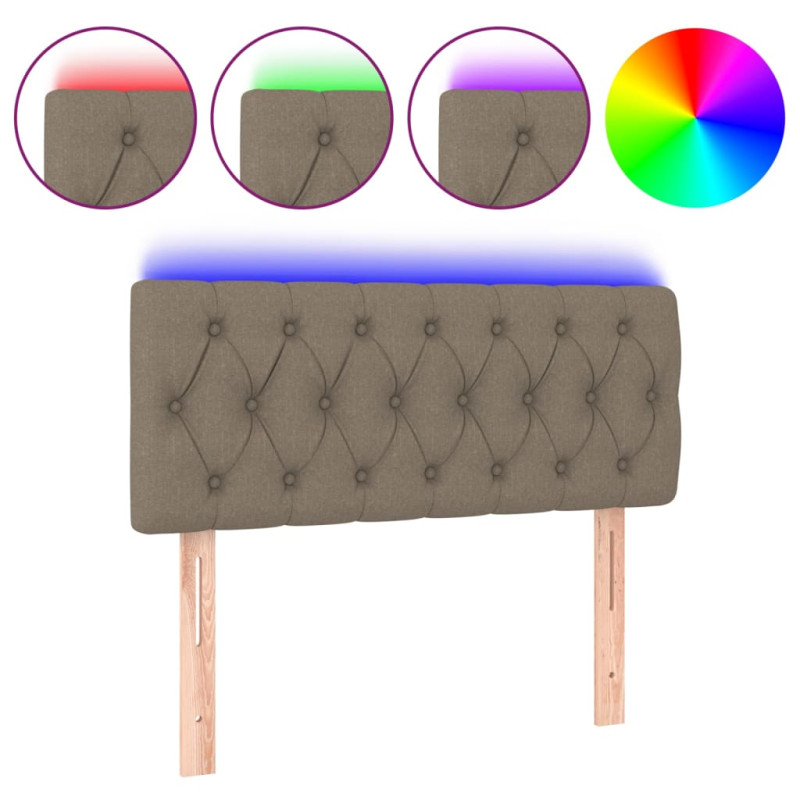 Zagłówek do łóżka z LED, taupe, 100x7x78/88 cm, tkanina