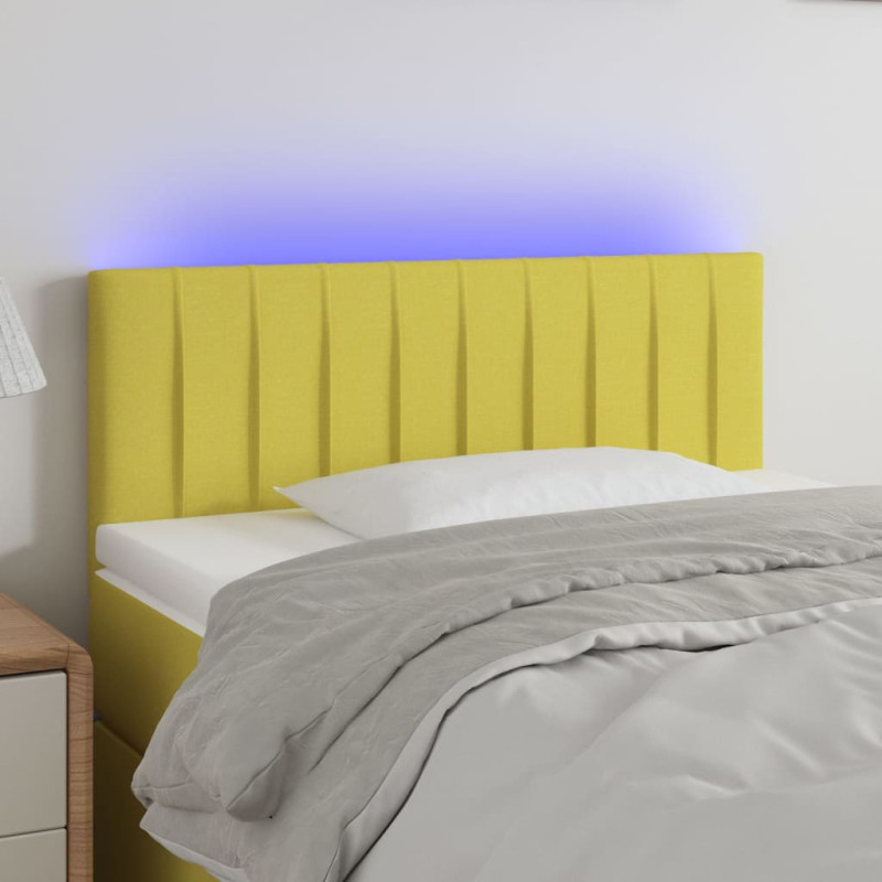 Zagłówek do łóżka z LED, zielony, 100x5x78/88 cm, tkanina