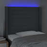 Zagłówek do łóżka z LED, ciemnoszary, 103x16x118/128cm, tkanina