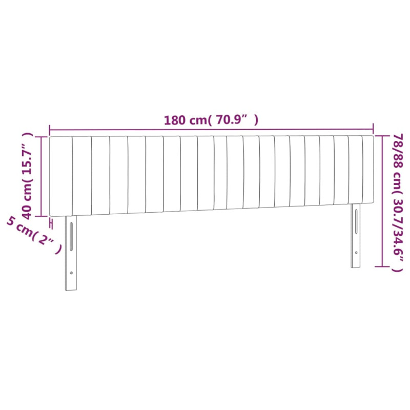 Zagłówek do łóżka z LED, jasnoszary, 180x5x78/88 cm, tkanina