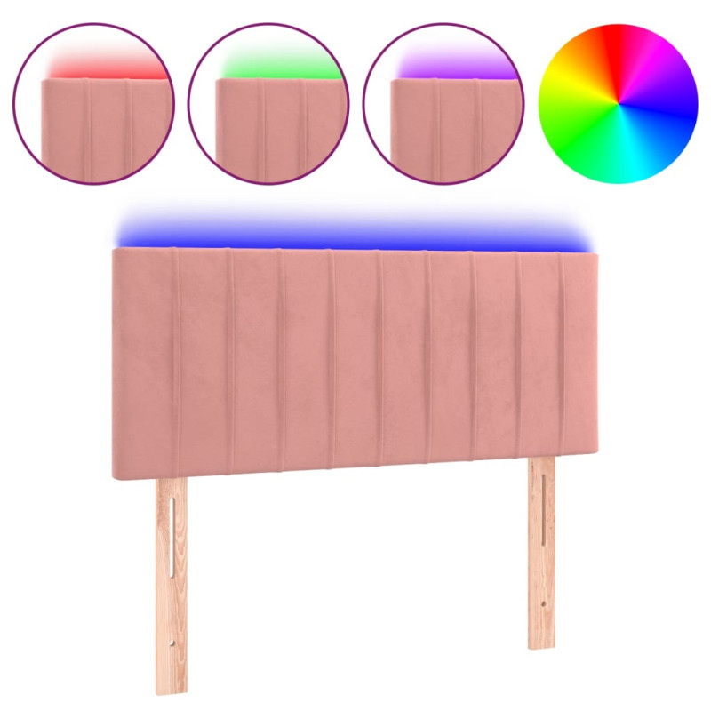 Zagłówek do łóżka z LED, różowy, 90x5x78/88 cm, aksamit
