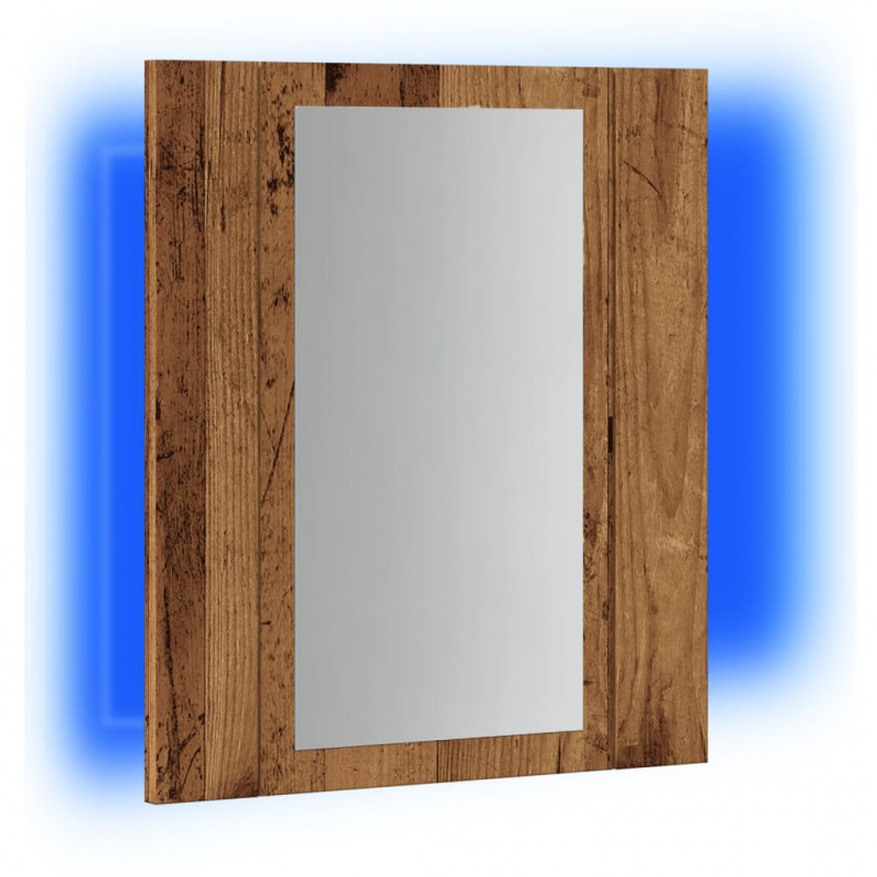 Szafka łazienkowa z lustrem i LED, stare drewno, 40x12x45 cm
