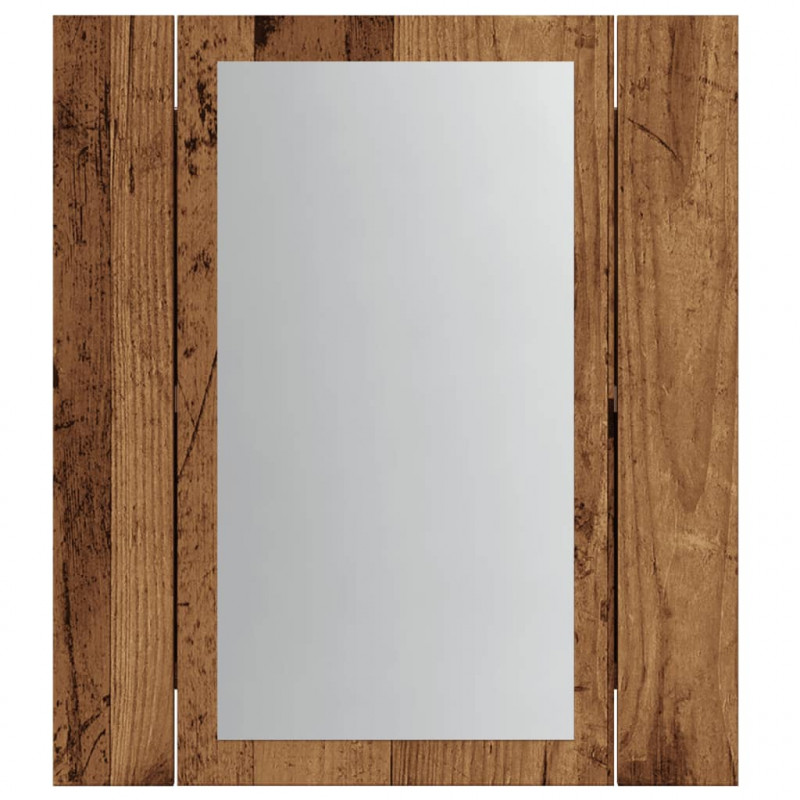 Szafka łazienkowa z lustrem i LED, stare drewno, 40x12x45 cm