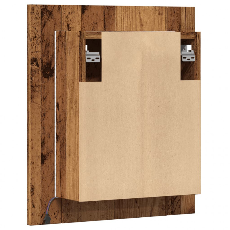 Szafka łazienkowa z lustrem i LED, stare drewno, 40x12x45 cm
