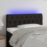 Zagłówek do łóżka z LED, czarny, 100x7x78/88 cm, tkanina