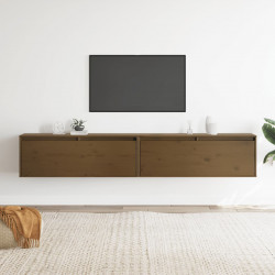 Szafki ścienne, 2 szt., miodowy brąz, 100x30x35 cm, sosnowe