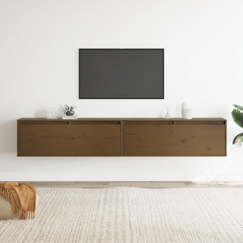 Szafki ścienne, 2 szt., miodowy brąz, 100x30x35 cm, sosnowe