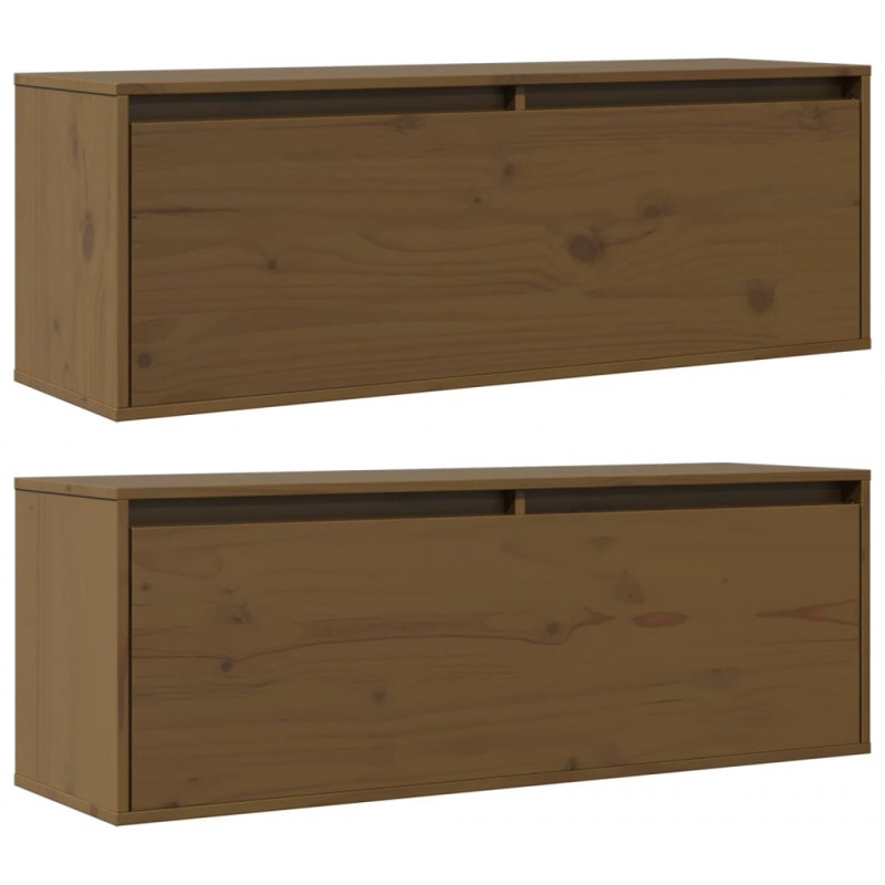 Szafki ścienne, 2 szt., miodowy brąz, 100x30x35 cm, sosnowe