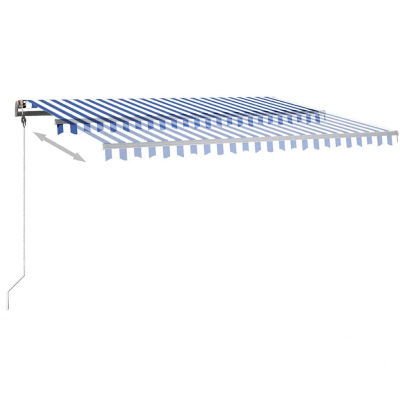 Ręcznie zwijana markiza z LED, 400 x 350 cm, niebiesko-biała