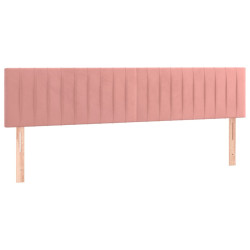 Zagłówek do łóżka z LED, różowy, 160x5x78/88 cm, aksamit