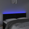 Zagłówek do łóżka z LED, czarny, 144x5x78/88 cm, aksamit