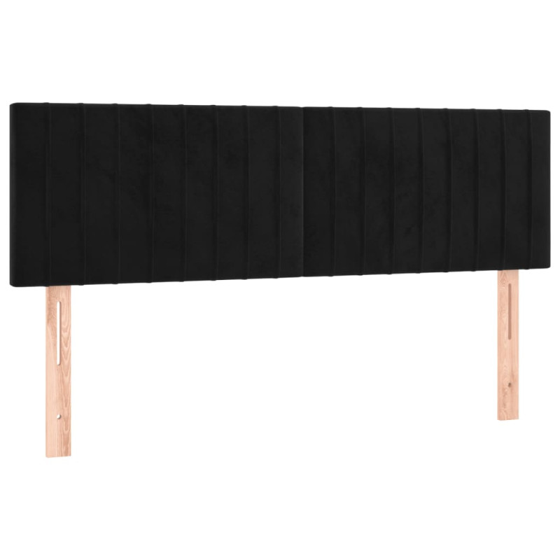 Zagłówek do łóżka z LED, czarny, 144x5x78/88 cm, aksamit