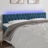 Zagłówek do łóżka z LED, ciemnoniebieski 180x7x78/88cm, aksamit