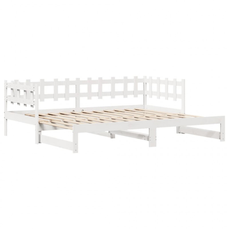 Sofa rozsuwana z szufladami, bez materaca, białe, 80x200 cm
