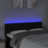 Zagłówek do łóżka z LED, czarny, 144x5x78/88 cm, tkanina