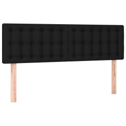 Zagłówek do łóżka z LED, czarny, 144x5x78/88 cm, tkanina