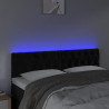 Zagłówek do łóżka z LED, czarny, 160x7x78/88 cm, aksamit