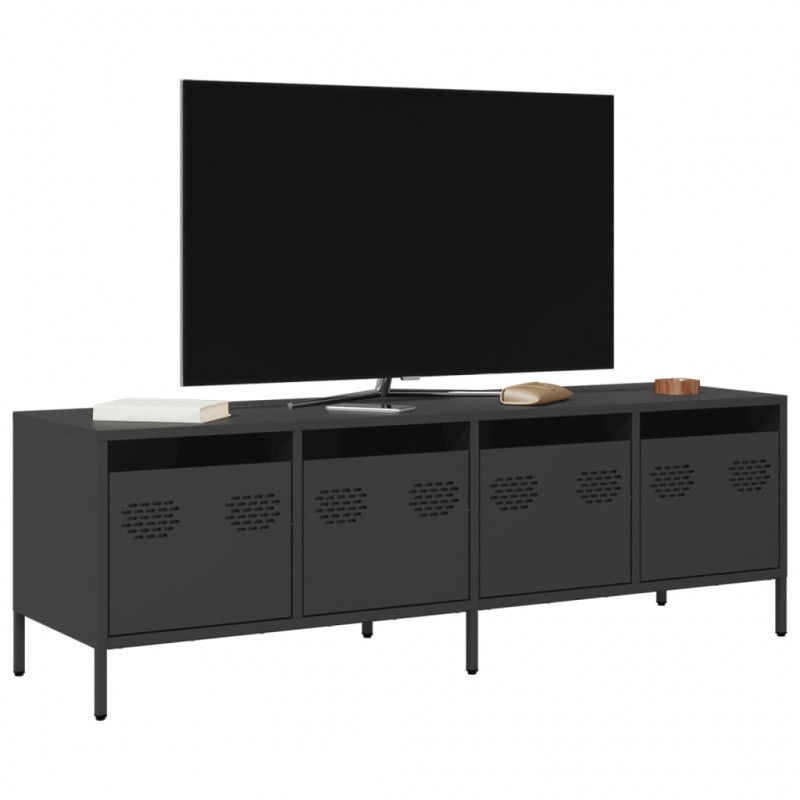 Szafka RTV, czarna, 135x39x43,5 cm, stal walcowana na zimno