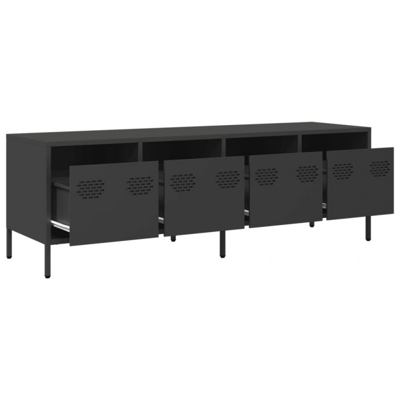 Szafka RTV, czarna, 135x39x43,5 cm, stal walcowana na zimno