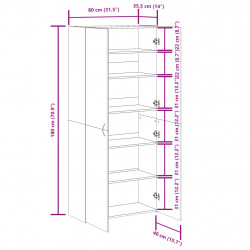 Szafka na buty, kolor starego drewna, 80x35,5x180 cm