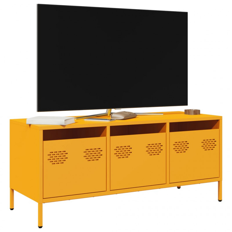 Szafka RTV, żółta, 101,5x39x43,5 cm, stal walcowana na zimno