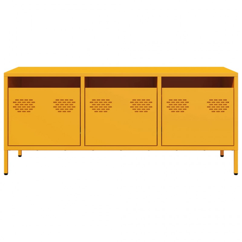 Szafka RTV, żółta, 101,5x39x43,5 cm, stal walcowana na zimno