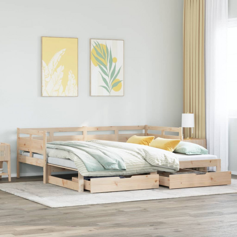 Sofa rozsuwana z szufladami, bez materaca, 90x200 cm
