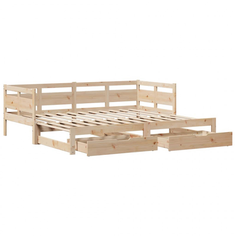 Sofa rozsuwana z szufladami, bez materaca, 90x200 cm