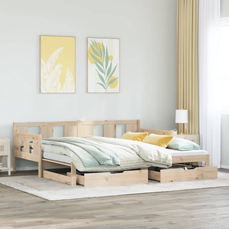 Sofa rozsuwana z szufladami, bez materaca, 80x200 cm