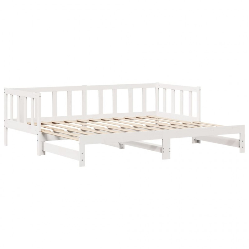 Sofa rozsuwana z szufladami, bez materaca, białe, 90x190 cm