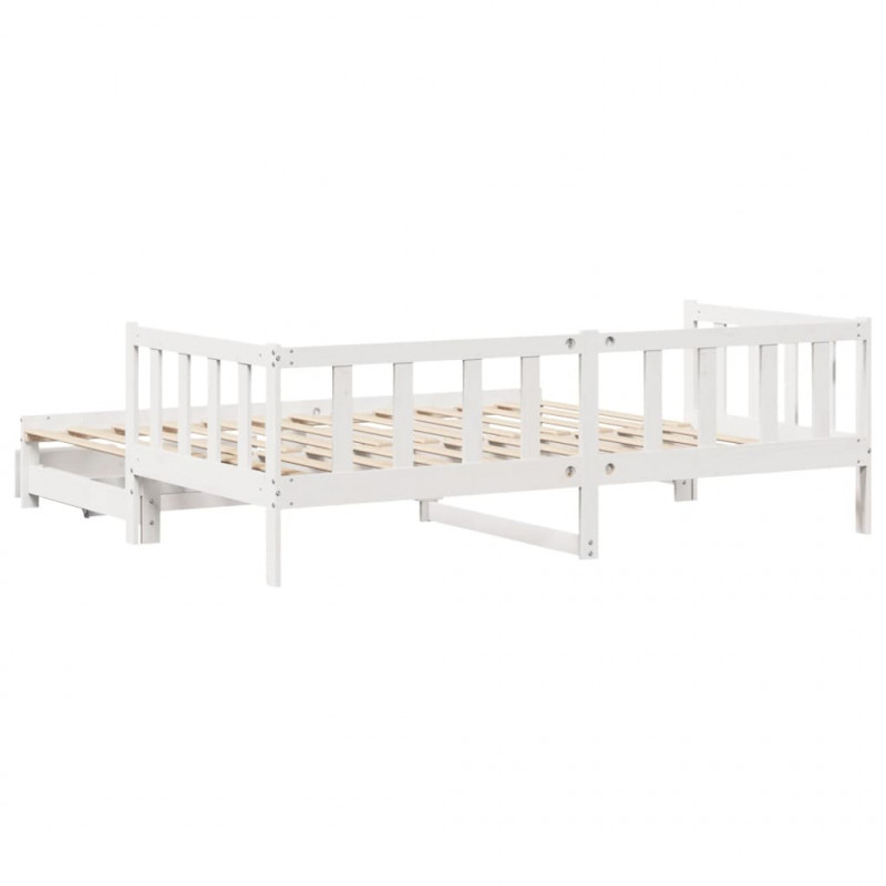 Sofa rozsuwana z szufladami, bez materaca, białe, 90x190 cm