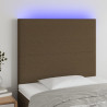 Zagłówek do łóżka z LED ciemnobrązowy, 90x5x118/128 cm tkanina
