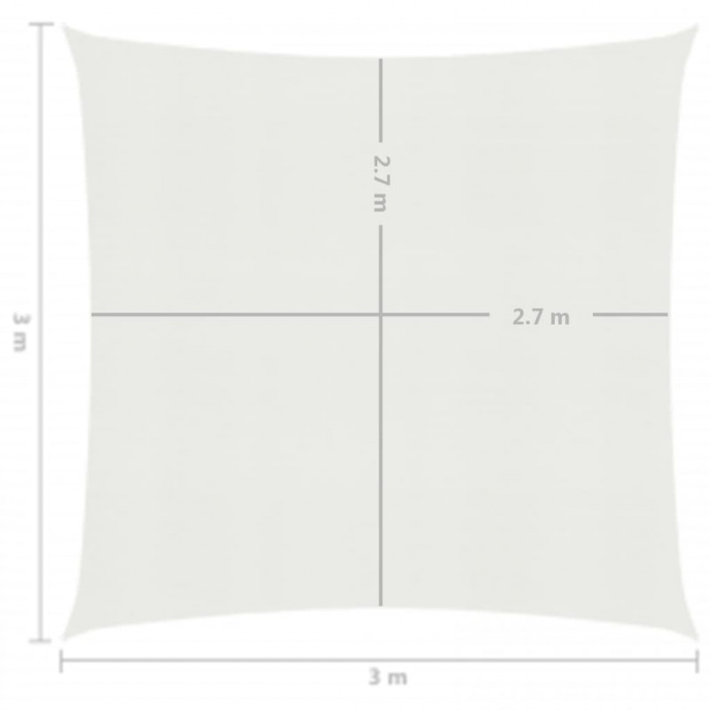 Żagiel przeciwsłoneczny, 160 g/m², biały, 3x3 m, HDPE