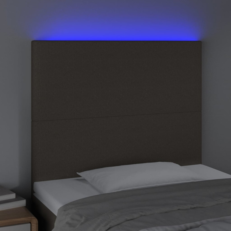 Zagłówek do łóżka z LED, taupe, 80x5x118/128 cm, tkanina