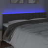 Zagłówek do łóżka z LED, ciemnoszary, 160x5x78/88 cm, aksamit