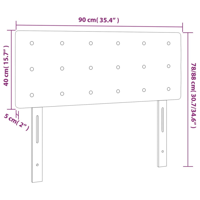 Zagłówek do łóżka z LED, czarny, 90x5x78/88 cm, aksamit