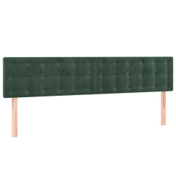 Zagłówek do łóżka z LED, ciemnozielony, 200x5x78/88 cm, aksamit