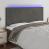 Zagłówek do łóżka z LED, ciemnoszary, 180x5x118/128 cm, aksamit