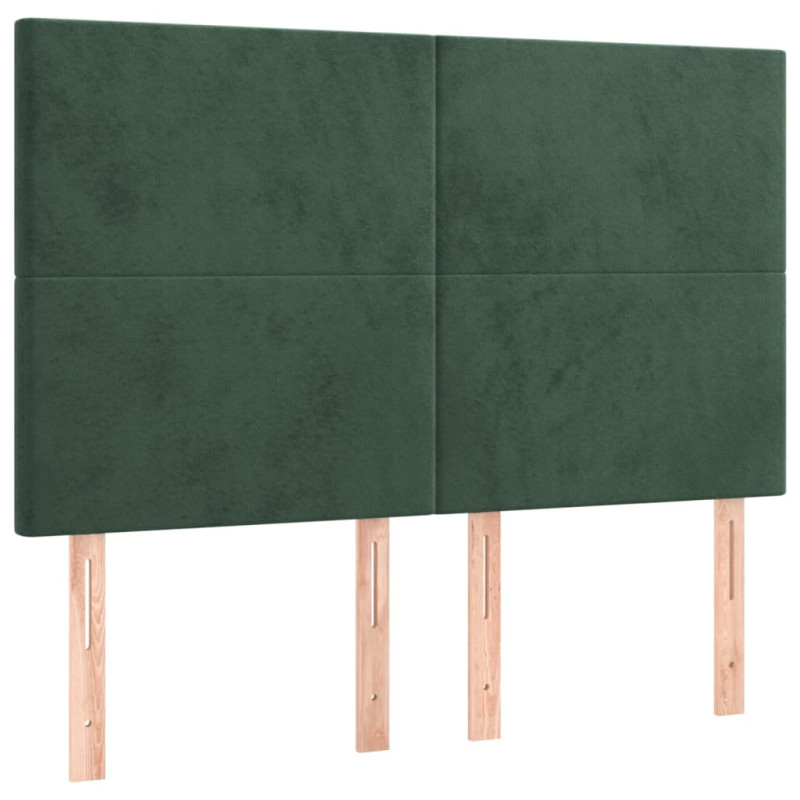 Zagłówek do łóżka z LED, ciemnozielony, 144x5x118/128 cm