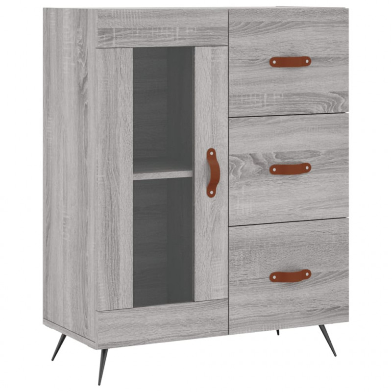 Witrynka szary dąb sonoma 69,5x34x180cm materiał drewnopochodny