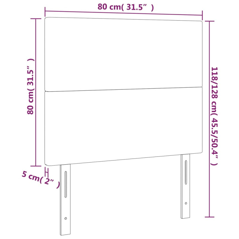 Zagłówek do łóżka z LED, czarny, 80x5x118/128 cm, aksamit